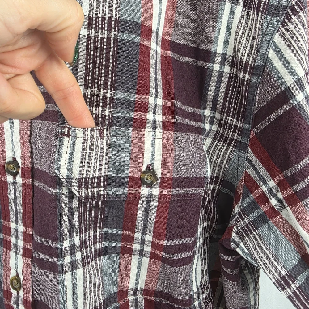 Men's Carhartt Relaxed Fit Button Down Plaid Shirt - XL Red and White N22 - Picture 2 of 4